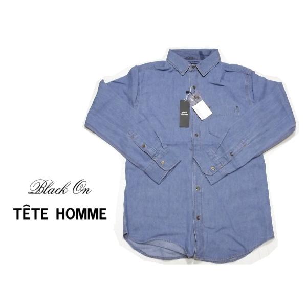 新品｜Black on TETE HOMME（テットオム）｜薄手のデニム素材　長袖シャツ｜サイズ：L...