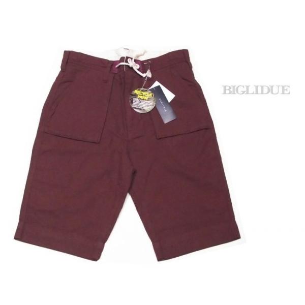 新品｜BIGLIDUE（ビリードゥーエ）｜ 麻綿混　ベイカータイプ ハーフパンツ（エンジ系） ｜サイ...