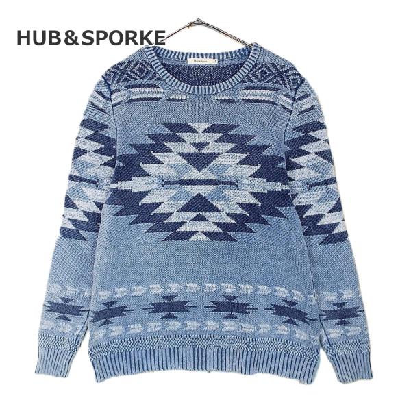 【ネイティブ・民族柄のコットンニット】Hub＆Spoke（ハブアンドスポーク）丸首 長袖ニット セー...