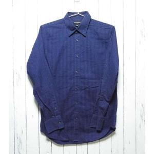 【USA直輸入】CLUB MONACO（クラブモナコ）　ストライプ柄　長袖シャツ｜ネイビーブルー系｜サイズ：S/P｜USED｜ポイント消化｜over30