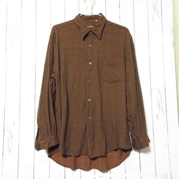 【F・ROBO】エフロボ　日本製　チェック柄　長袖シャツ｜ブラウン系｜サイズ：フリー｜USED｜裾長...