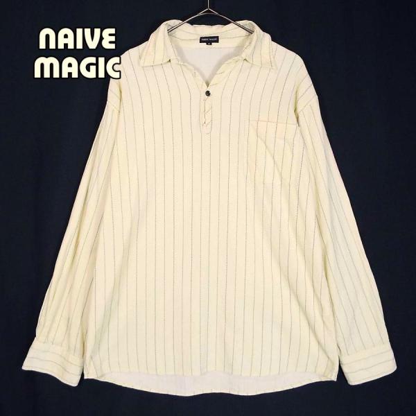 【NAIVE MAGIC（ナイーブマジック）】コーディロイ　開襟　長袖シャツ｜クリーム（イエロー）系...