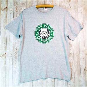 【スタバ風デザインが◎】ハイチ製 HENES ヘインズ STAR WARS SAN FRANCISCO Tシャツ｜ライトグレー｜Mサイズ｜USED｜over30