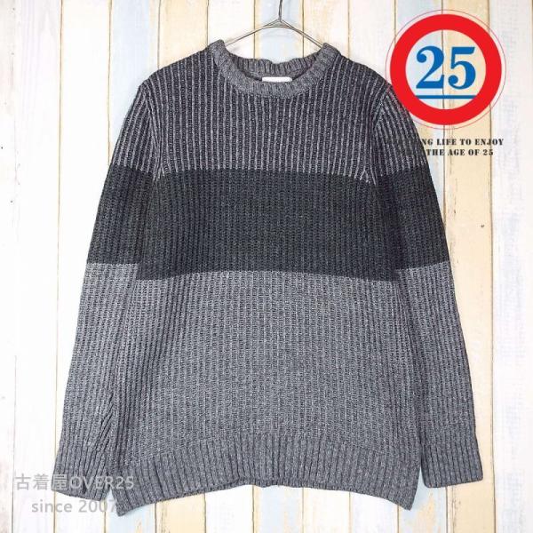 上品なコンビカラーニット H＆M エイチアンドエム リブ編み ミドルゲージ クルーネック 長袖セータ...