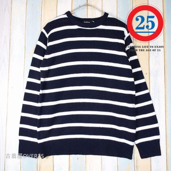 秋冬の着回しニット Doubleforcus ダブルフォーカス ボーダー柄 クルーネック 長袖セータ...