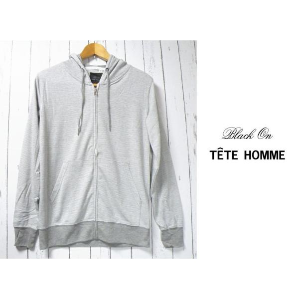 新品（メンズ）BLACK ON TETE HOMME(テットオム)　 薄手ボーダー柄ジップアップ 長...