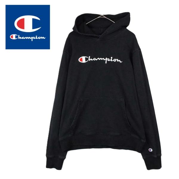 ◎ブランドロゴ◎Champion チャンピオン 袖ワンポイント 長袖スウエットパーカー Lサイズ（肩...
