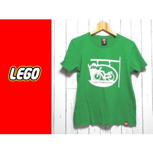 【ユニセックス】レゴ（ LEGO）　CYKELFORRETNING　デザイン入り 半袖Tシャツ（カットソー）｜サイズ：S（42cm）｜グリーン系｜USED【メンズ】【レディース】｜over30