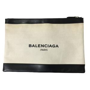 BALENCIAGA バレンシアガ クラッチバッグ セカンドバッグ ネイビークリップ L キャンバス 373840 AQ3BN 9260｜overlap