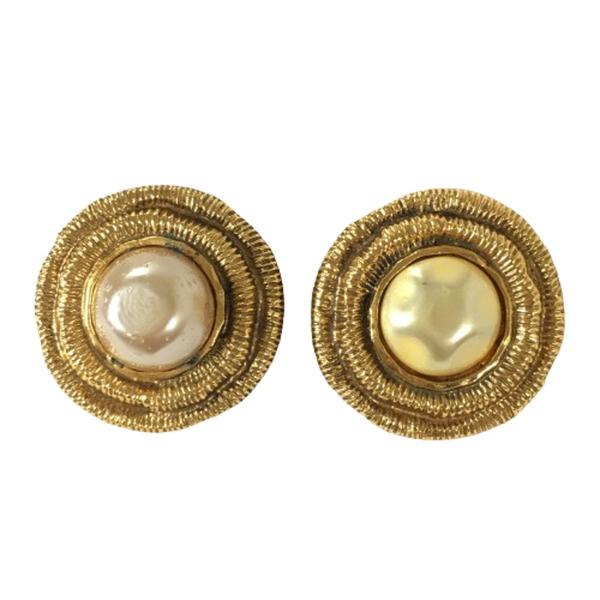 CHANEL シャネル イヤリング ビンテージ フェイクパール ゴールド 2461刻印 2個セット