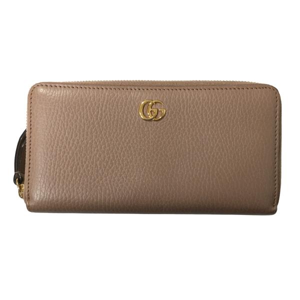 GUCCI ジップアラウンドウォレット GGマーモント 456117 ダークピンクベージュ