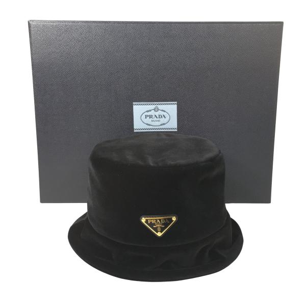 未使用品 PRADA プラダ バケットハット ベルベット ベロア ブラック 帽子 1HC137 06...