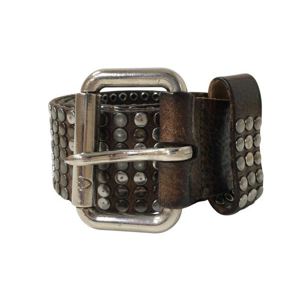 HTC 10000 スタッズ ベルト レザー エイチティーシー ブラウン 茶 80/32