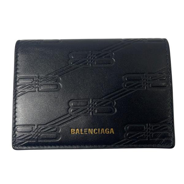 BALENCIAGA バレンシアガ BBモノグラム ミニ ウォレット カーフスキン コンパクト 財布...