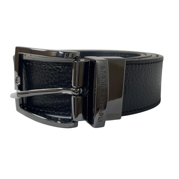 極美品 EMPORIO ARMANI エンポリオアルマーニ レザーベルト リバーシブル ブラック Y...