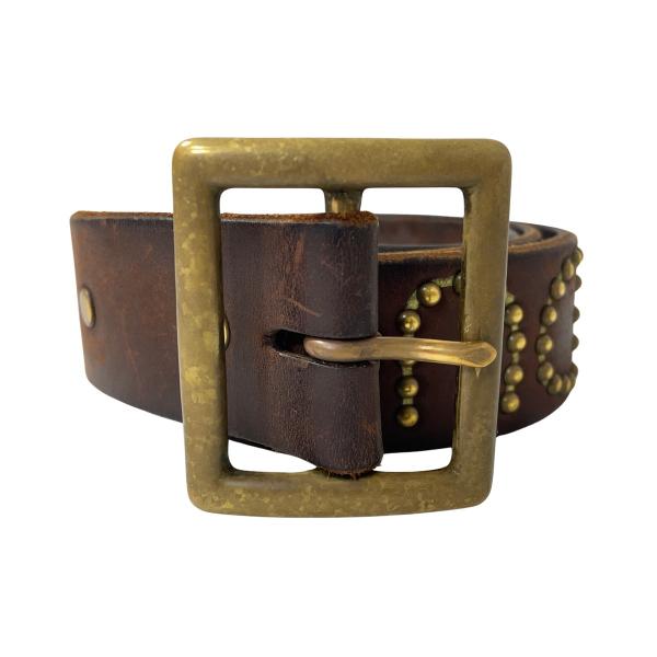 HTC WAREHOUSE ウエアハウス 別注 スタッズ レザーベルト エイチティーシー ブラウン ...