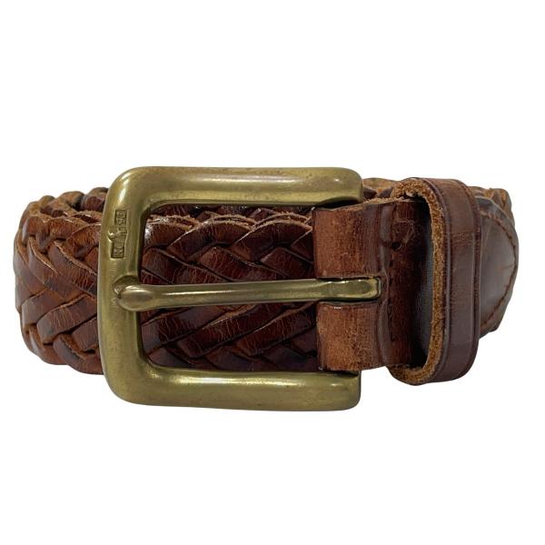 Polo Ralph Lauren ポロ ラルフローレン レザー メッシュベルト ブラウン 編み込み...