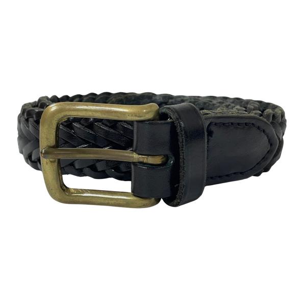 Brooks Brothers ブルックス ブラザーズ レザー メッシュベルト ブラック 編み込み ...