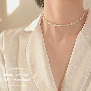 レディースネックレス チョーカー 天然淡水バロックパールチョーカーネックレス