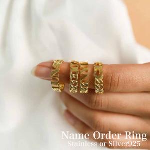 レディース メンズ リング ペアリング 指輪 ネームオーダーイニシャルリング イニシャル ステンレス シルバー オーダー プレゼント 女性 彼女 彼氏 ペア対応