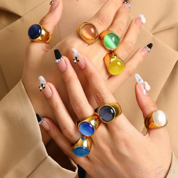 リング 指輪 レディース デザイン マルチカラージェムリング ヌードリング クォーツ キラキラ 合金...