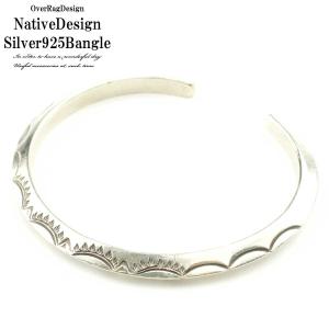 メンズ バングル ブレスレット ネイティブデザインシルバー925バングル