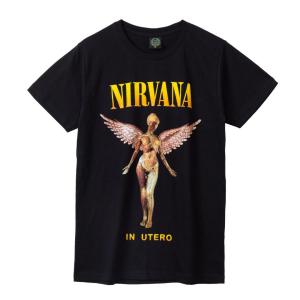 ニルヴァーナ ハート花柄Tシャツ 黒 M カートコバーン バンドT【4880】 ニルヴァーナ ハート花柄Tシャツ 黒 M カートコバーン バンドT
