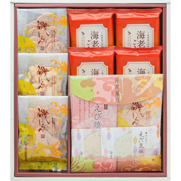 尾張桂新堂本舗　海老せんべい　海老菓撰　KK-002　海老ごころ７枚入×4袋・詰合せ袋×１袋・磯しら...