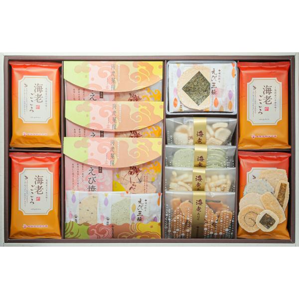 尾張桂新堂本舗　海老せんべい　海老菓撰　KK-005　海老ごころ７枚入×16袋・詰合せ袋×3袋・海老...