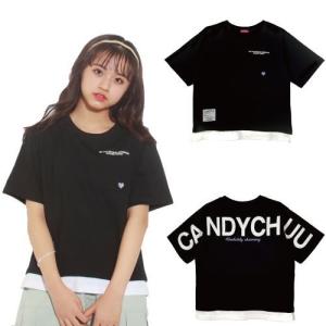 50%OFF セール Candychuu キャンディチュウ 120-160cm バックBIGロゴTシャツ ブラック メール便OK 22春夏 半袖Tシャツ 子供服  SALE