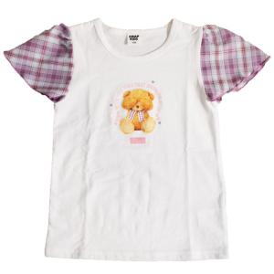 40%OFF SALE セール アナップキッズ 子供服 110-130cm ANAP KIDS 袖チェックくまTシャツ 半袖 ワッチャプリマジ!コラボ 23春夏 メール便OK キッズ 女の子｜owl-owl