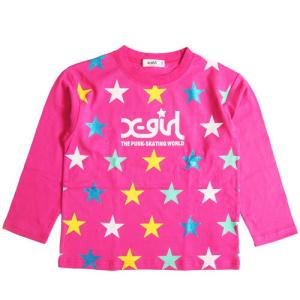 セール X-GIRL STAGES エックスガールステージス  80-140cm 星総柄長袖Tシャツ ロンT ピンク メール便OK 22AW 秋冬 XGIRL 子供服 ベビー服 キッズ SALE 35%OFF｜owl-owl