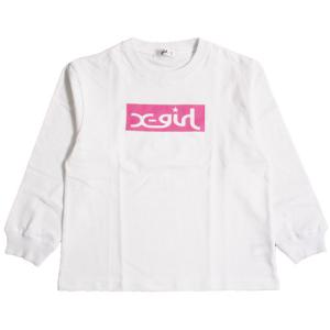 30%OFFセール SALE エックスガールステージス 子供服 ロンT 90-140cm X-GIRL STAGES  ベーシックロゴ長袖Tシャツ シロ 23秋冬 メール便OK｜owl-owl