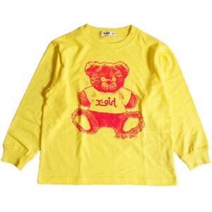 35%OFFセール SALE X-girl Stages 子供服 ロンＴ 80-140cm エックスガールステージス ベア長袖Tシャツ キイロ 23秋冬 メール便OK｜owl-owl