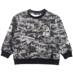 35%OFF SALE セール エクストララージ キッズ XLARGE KIDS 80-140cm 迷彩総柄トレーナー ワイドシルエット グレー 110cmまでメール便OK  22秋冬 X-LARGE 子供服｜owl-owl