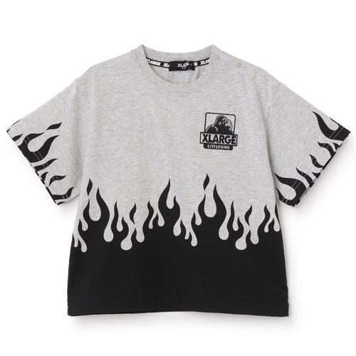 XLARGE KIDS（エクストララージキッズ） ファイヤーモチーフ 半袖Tシャツ クロ ブラック（...