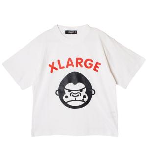 XLARGE KIDS（エクストララージキッズ） ファニーゴリラロゴ 半袖Tシャツ シロ ホワイト（80-140cm） メール便OK 2026春夏 【SALE除外品】