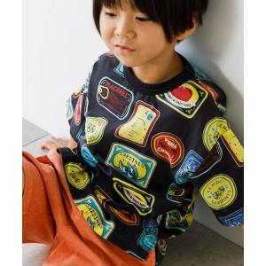 メイクユアデイ  子ども服 80cm-140cm MAKE YOUR DAY いろんなカンカン総柄半袖Tシャツ カンズメ柄 チャコール メール便OK 2024春夏｜owl-owl