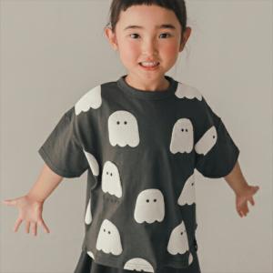 ニコフラート 子ども服 半袖Ｔシャツ 90cm-140cm nicohrat おばけＴシャツ チャコールグレー 2024春夏 メール便OK 90cm/100cm/110cm/120cm/130cm/140cm 子供服｜owl-owl