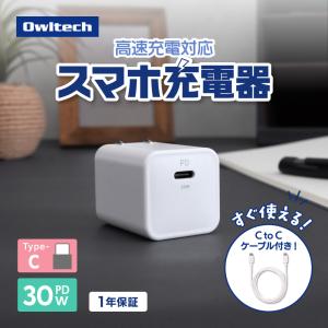 充電器 AC アダプタ- Type-C ケーブル付属 1ポート スマホ タブレット 急速充電 高出力 PD 30W