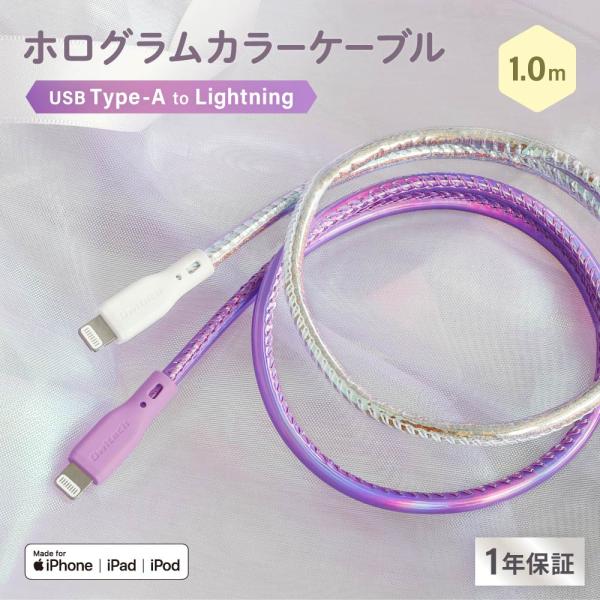 USB Type-A to Lightningケーブル ホログラム 1m ライトニング MFi認証(...