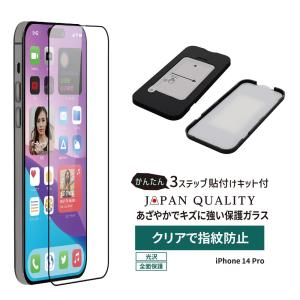 iPhone14 Pro 全面保護 フィルム ガラスフィルム クリア 光沢タイプ 貼り付けキット付属｜owltech