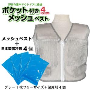 冷却ベスト 保冷剤付 4個 日本製保冷剤 セッ...の詳細画像2