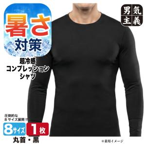 冷感 コンプレッションシャツ 接触冷感 Q-MAX 0.5 体感-5℃ UVカット 吸汗速乾 現場 作業 インナー 大きいサイズ M L LL 3L 4L 5L 6L 7L 黒 酷暑