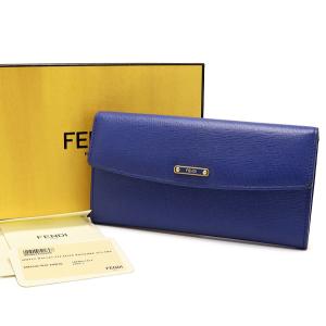 フェンディ SIMPLY WALLET 長財布 8M0340 型押しレザー ブルー FENDI｜oyama