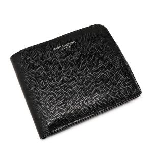 美品 サンローラン 二つ折り財布 レザー 556268 BTY7N ブラック メンズ SAINT LAURENT｜oyama