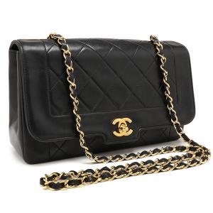 シャネル ダイアナ 22 マトラッセ チェーンショルダーバッグ A01164 レザー ブラック CHANEL