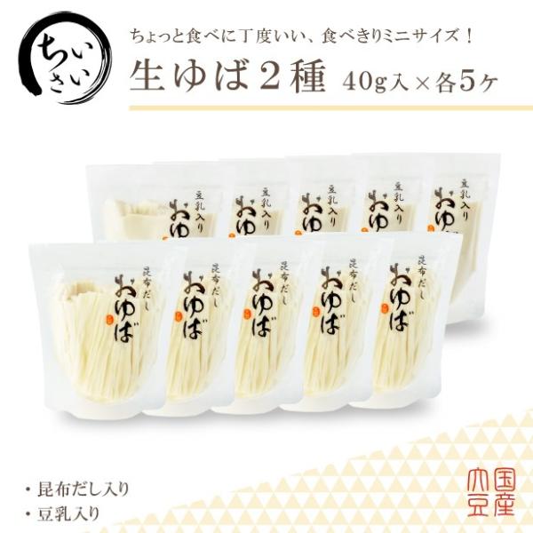 食べきりサイズ♪【無添加・国産大豆100％】小さい生ゆば2種 40g×各5ヶ