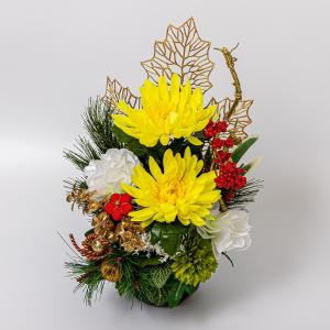 ダリア ピオニー リンドウ アレンジ 造花 2個 花瓶付き 造花 仏花 仏壇