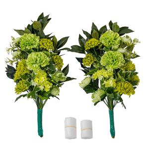 お墓用 カーネーション マム ラナンキュラス しきみ(樒)付き 造花 2束 固定具付き 造花 仏花 お墓用 お墓参り お盆 お彼岸 お供え 花 花束 ハンドメイド P1-069